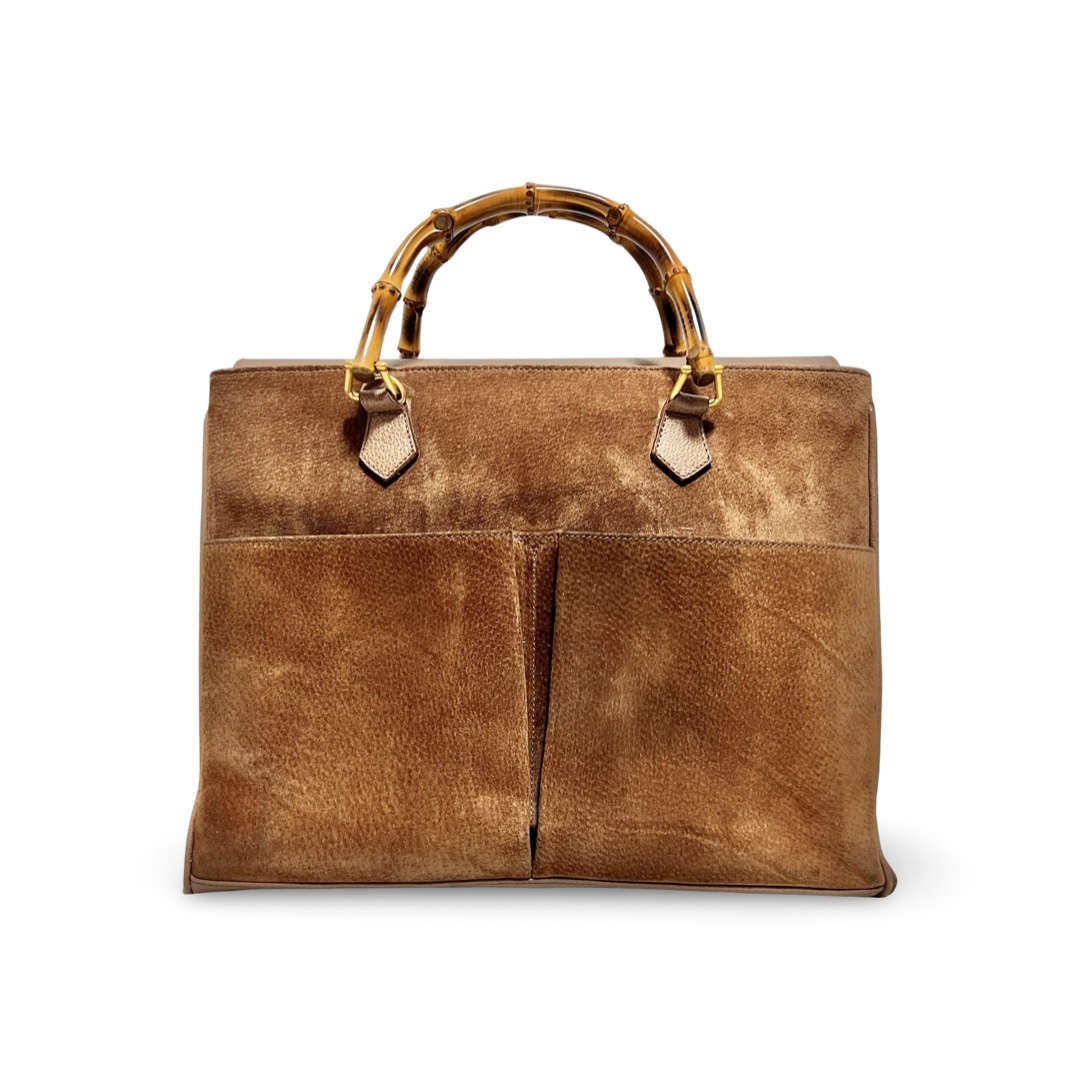 GUCCI - GUCCI オールドグッチ バンブー スエード ハンドバッグ トート