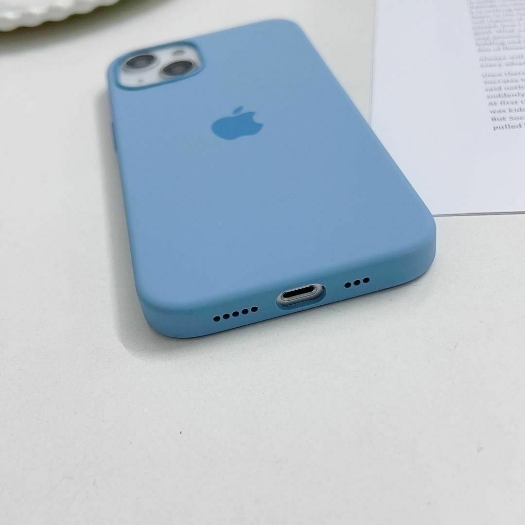 新品】純正互換品iPhone 15 pro シリコンケース ウインターブルーの