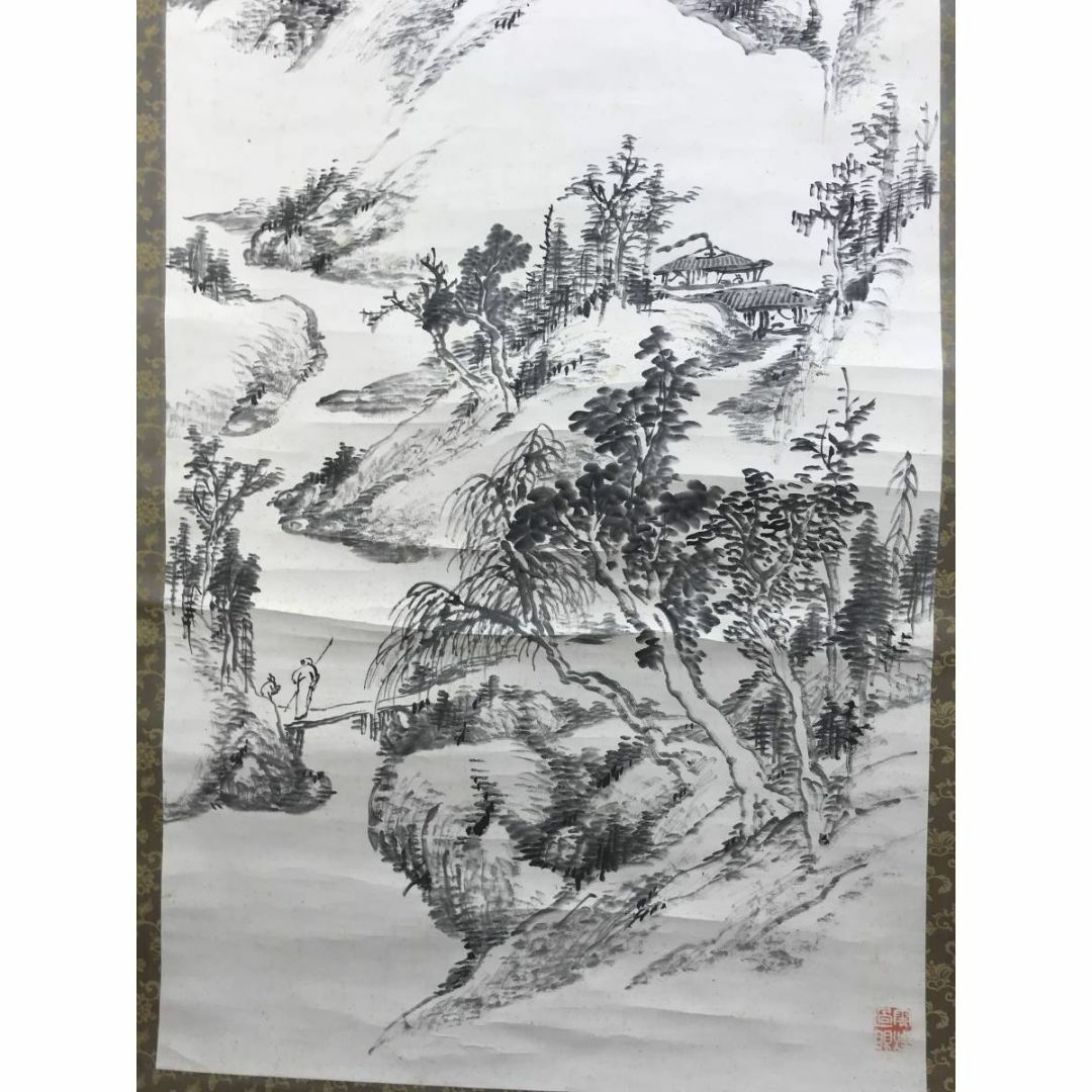 真作/児玉果亭/皆渓訪友画賛/山水図/掛軸☆宝船☆AD-591の通販 by 掛軸