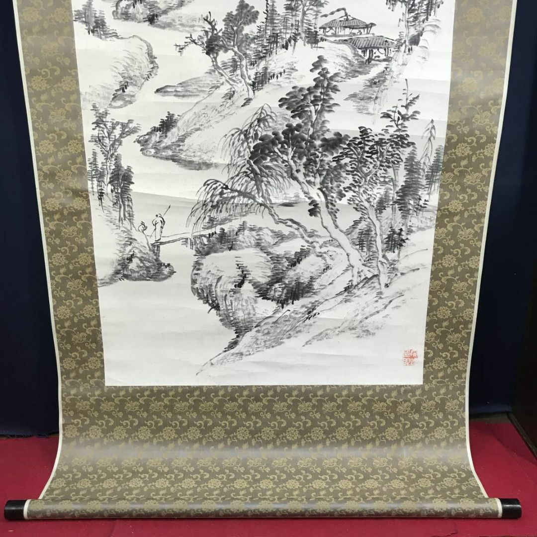 真作/児玉果亭/皆渓訪友画賛/山水図/掛軸☆宝船☆AD-591の通販 by 掛軸