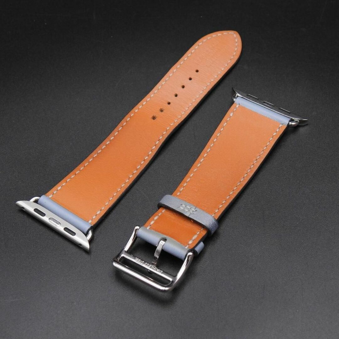 HERMES - 希少品 Apple watch HERMES 純正 ブルーラン レザーバンドの