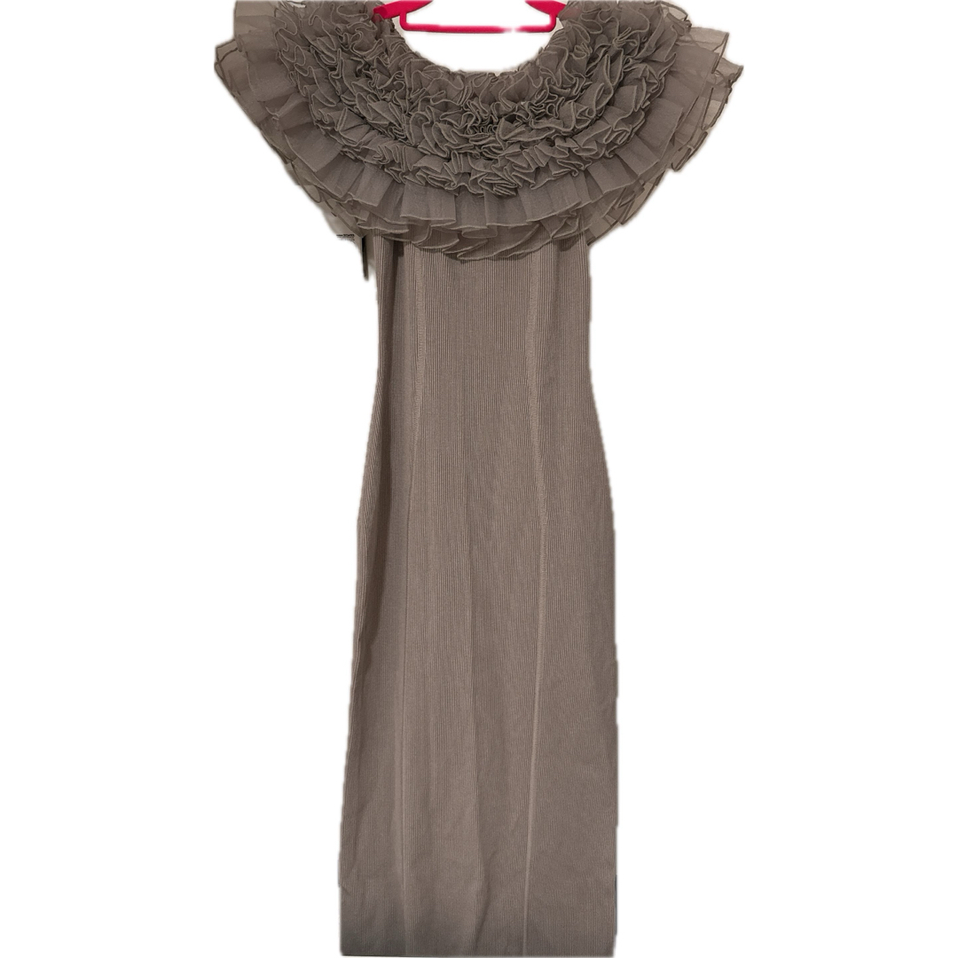 eimy istoire - デコレーションフリルオフショルニットワンピース eimy