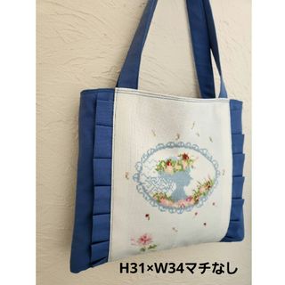 クロスステッチ❤︎ツイードトートバッグ】ハンドメイド 手刺繍