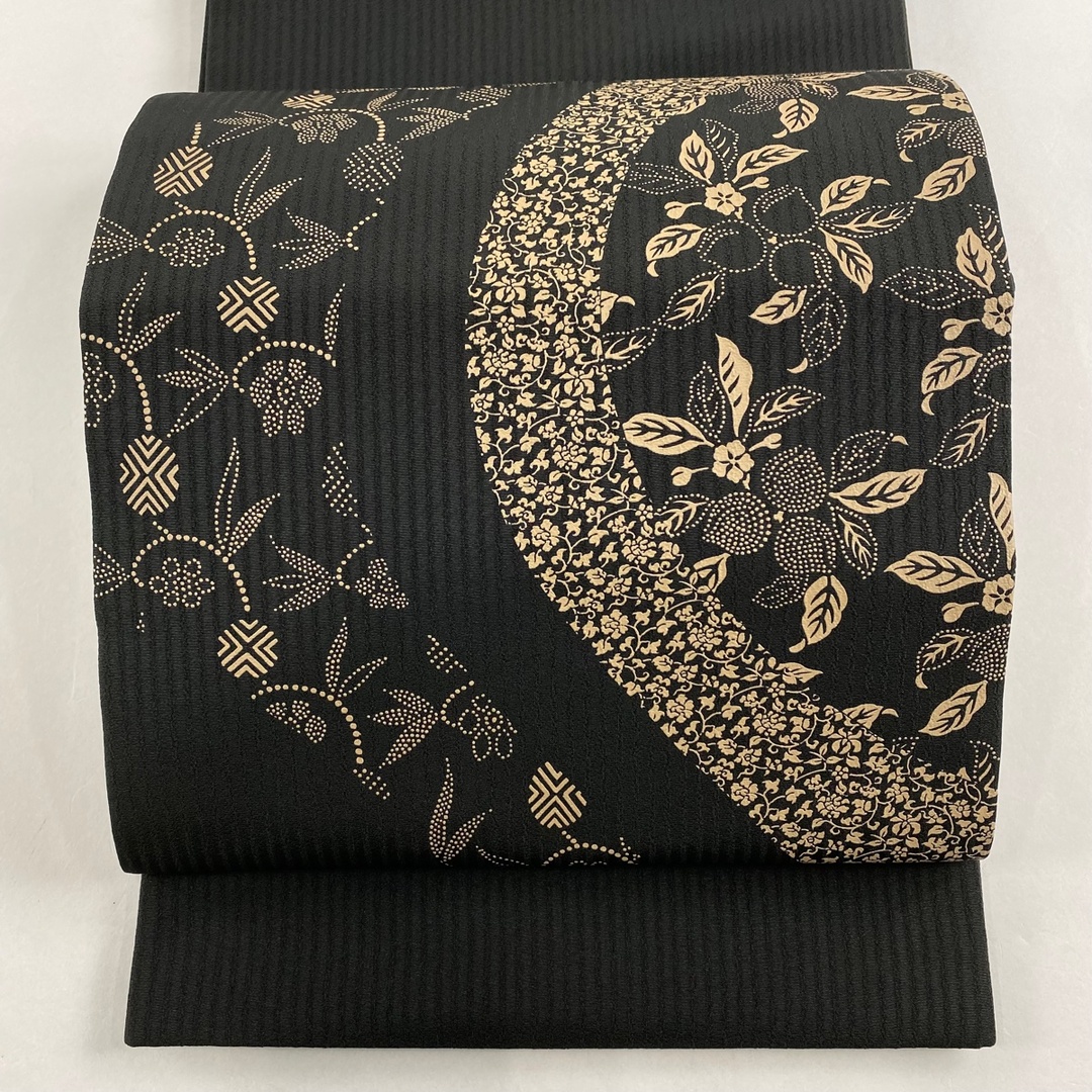 袋帯 名品 向鳥 華文 螺鈿 金彩 金色 お太鼓柄 正絹 中古 袋帯 名品