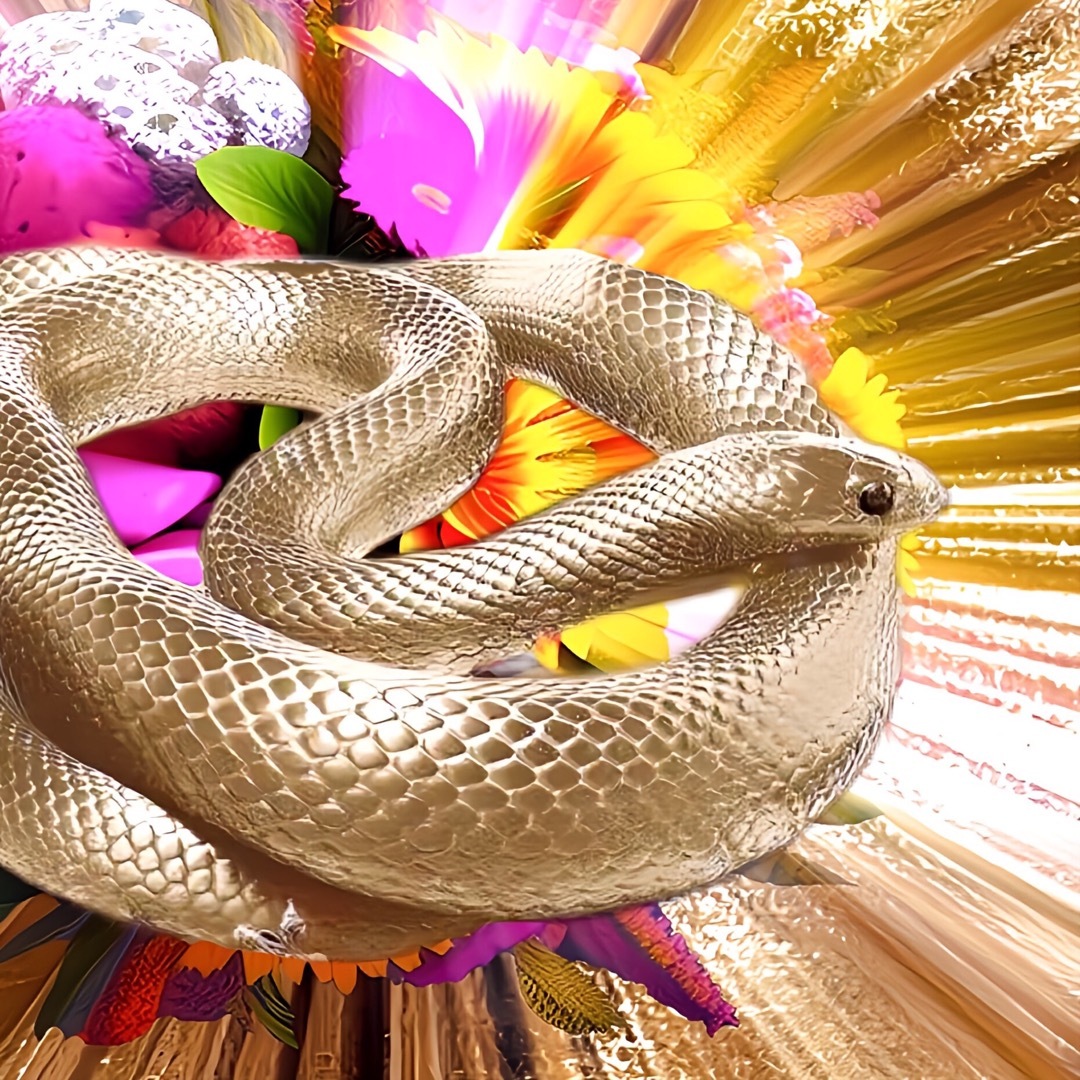 開運金の蛇 額付 開運と幸福絵画•風水癒しとヒーリング［グラフィック