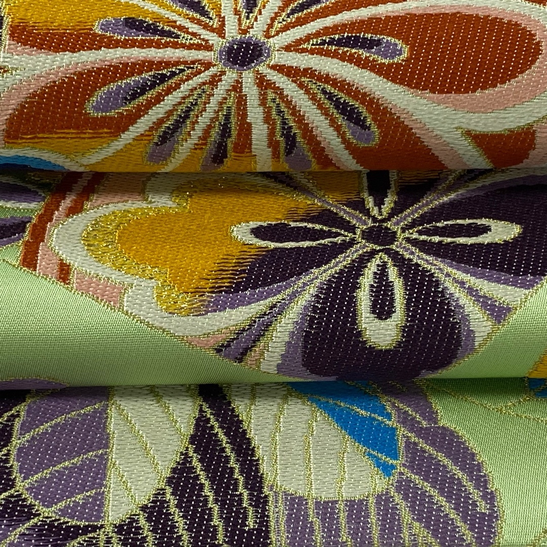 袋帯 袋帯 美品 逸品 六通 正絹 美品 逸品 華文 鳥 刺繍 金銀糸