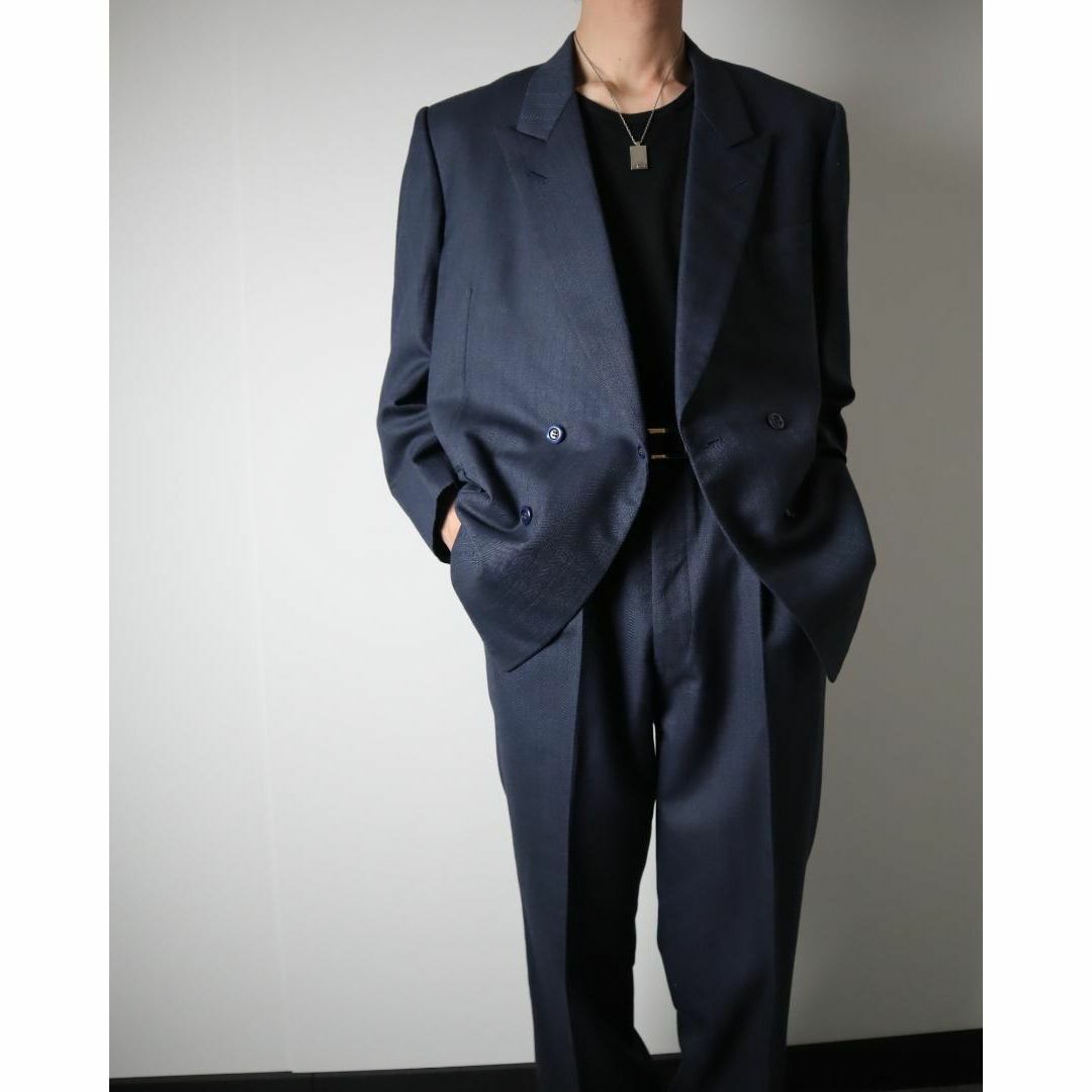 VINTAGE - ジャガード ストライプ 2ピース セットアップ ダブル スーツ