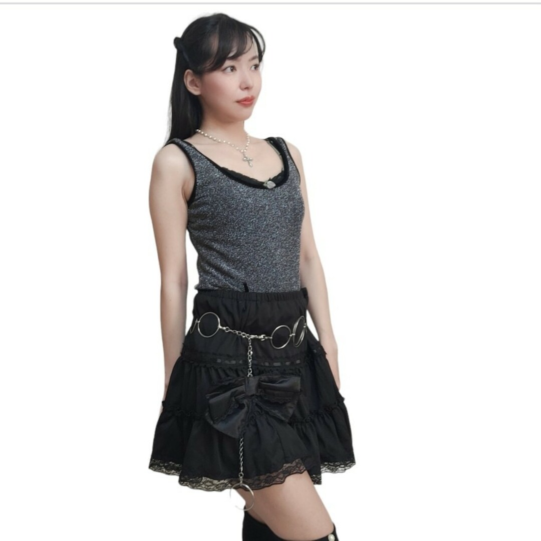 Lochie - Y2k平成ギャル❤︎キラキラニット薔薇ラメタンクトップジャン