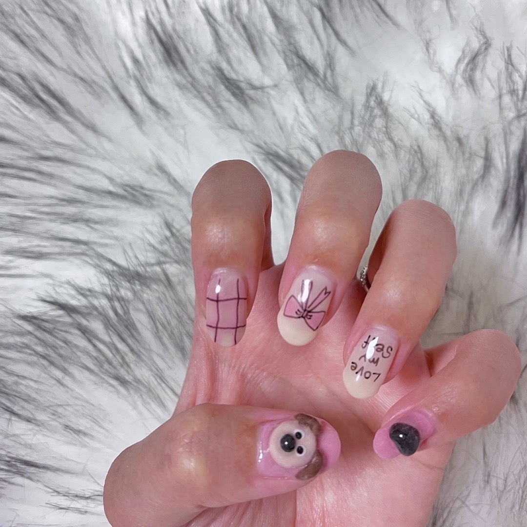 3dネイルパーツ ネイルパーツ 犬パーツ 犬ネイル リボンネイル リボン