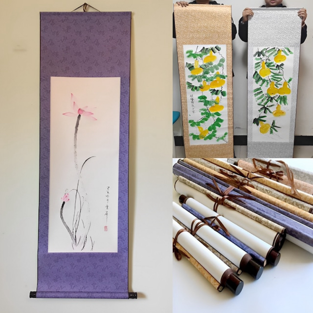 掛け軸 掛軸 無地 2本セット モダン おしゃれ 和風 タペストリー大判