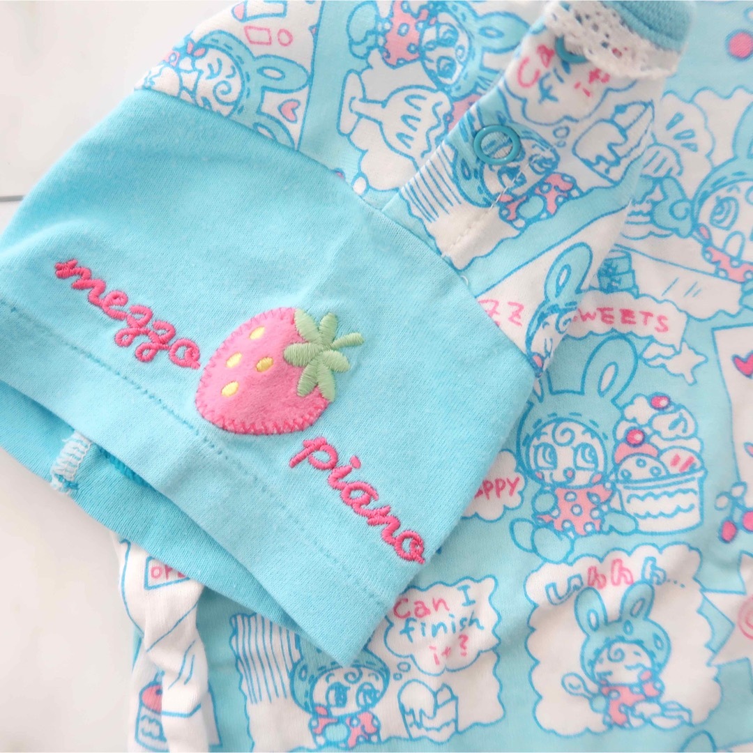 mezzo piano - メゾピアノ ベリエちゃん 水色 マンガ風 Tシャツ レア