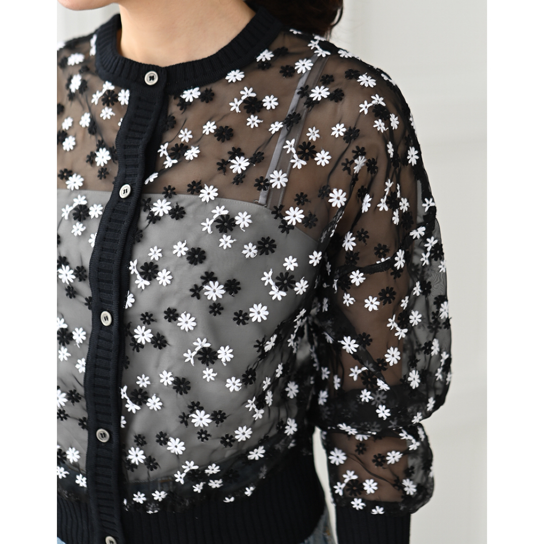 TREFLE+1 マーガレットカーディガンブラック