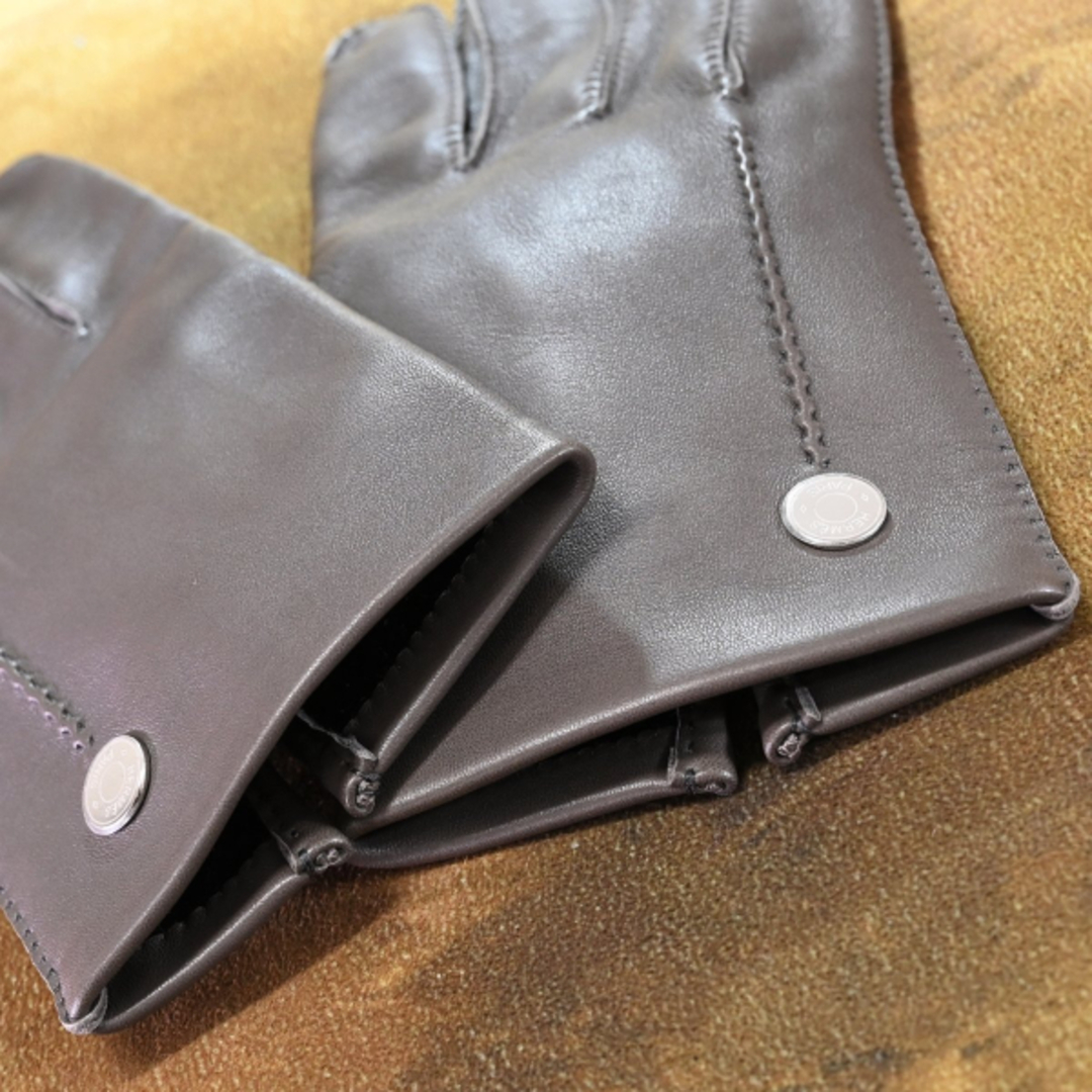 美品 定価20万 エルメス ラムレザー ロンググローブ スタッズ 箱 6.5