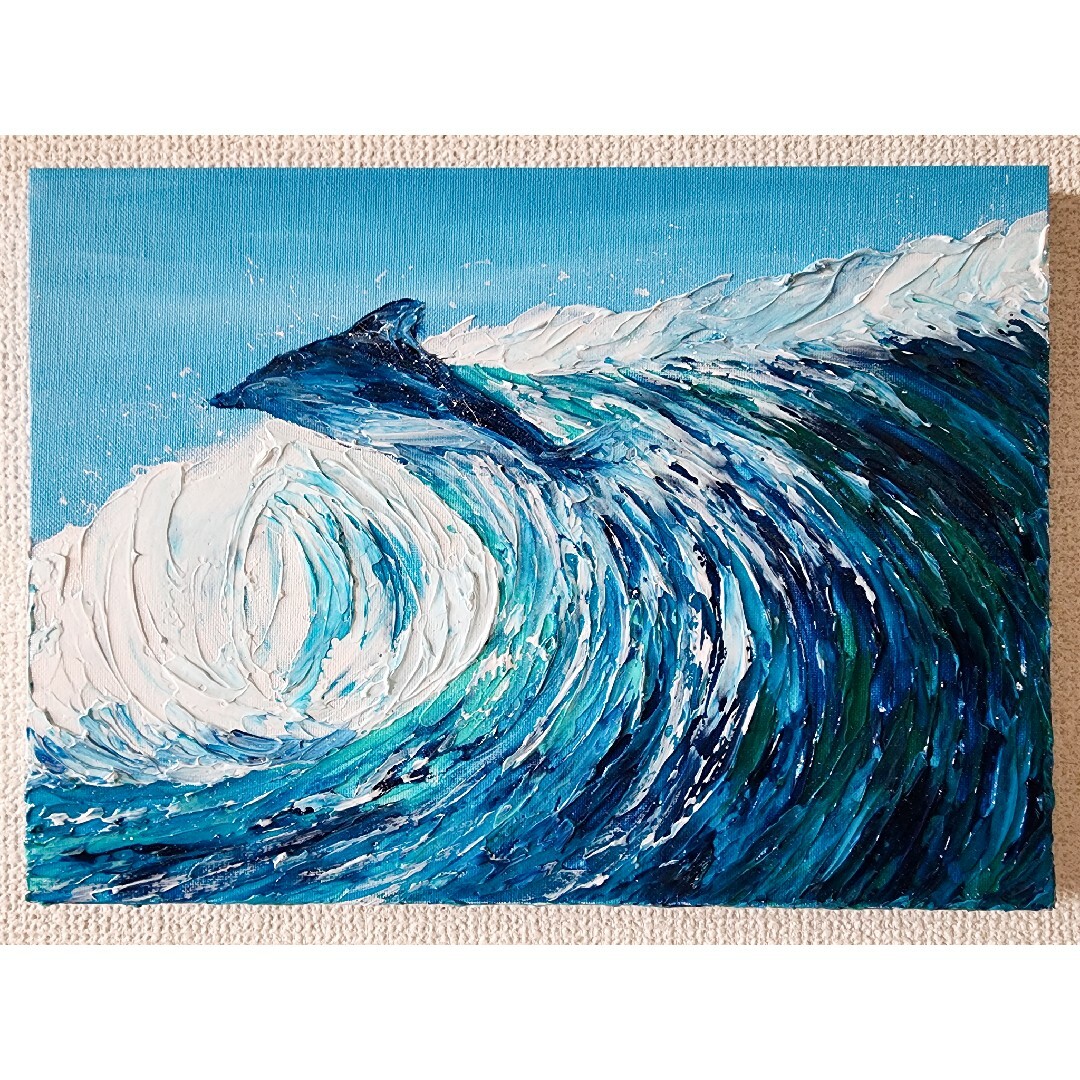 風景画 海 テクスチャーアート 抽象画 海の絵 夏 サーフィン アクリル