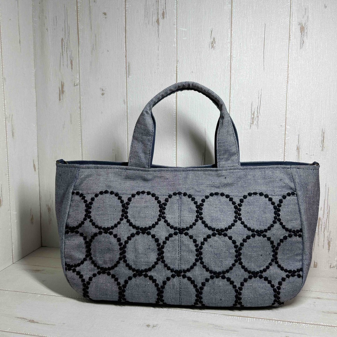 ミナペルホネンswing blueを両面でトートバッグ ハンドメイド ミナ