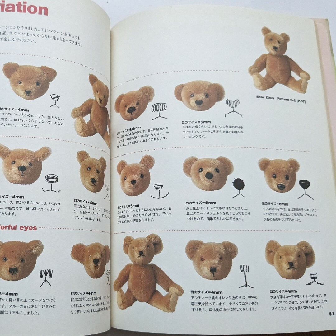 ミニチュアサイズのテディベア 初版 本 ハンドメイド 手作り 型紙の