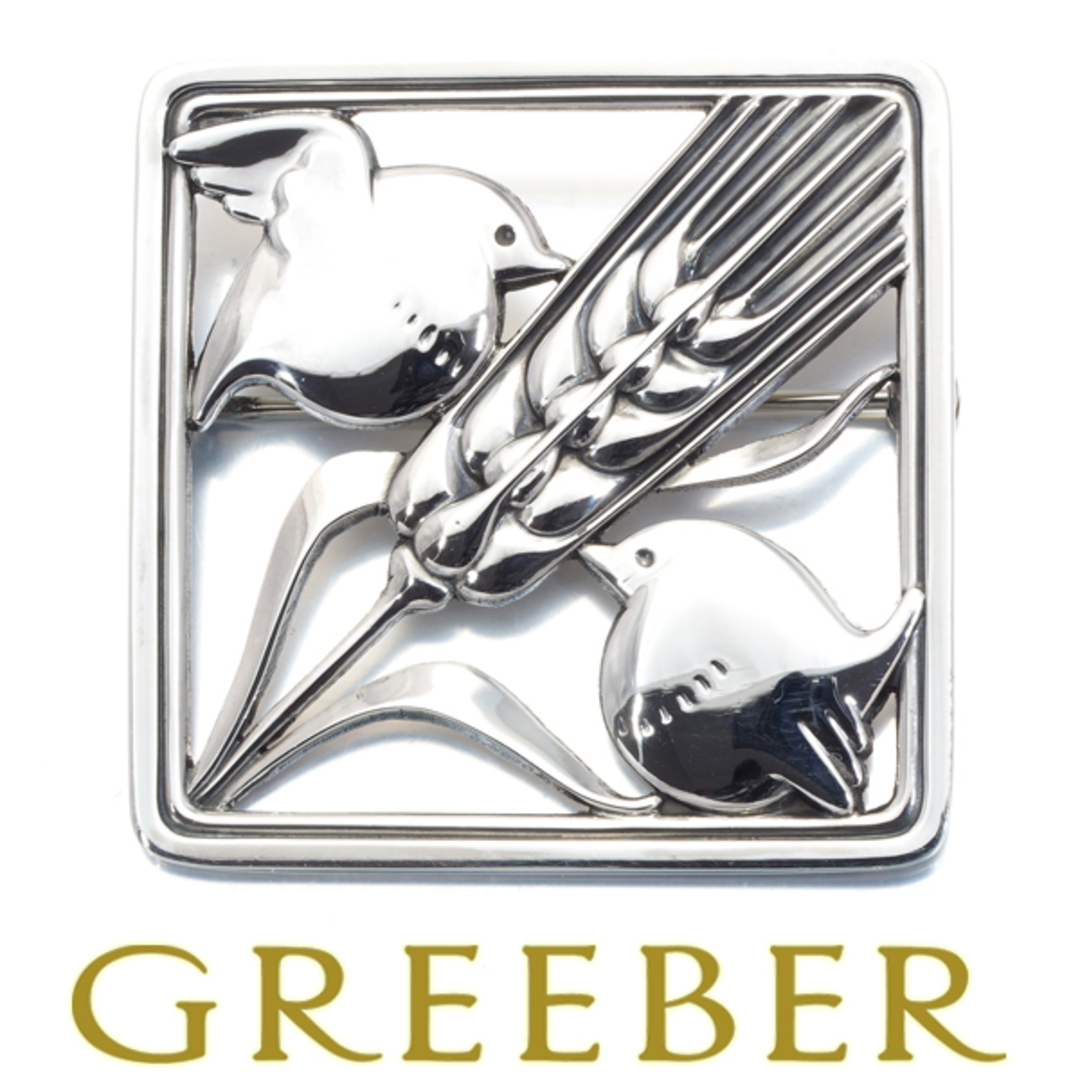 良品 ジョージジェンセン ブローチ 小鳥と麦 鳥 麦 silver925 銀 Georg