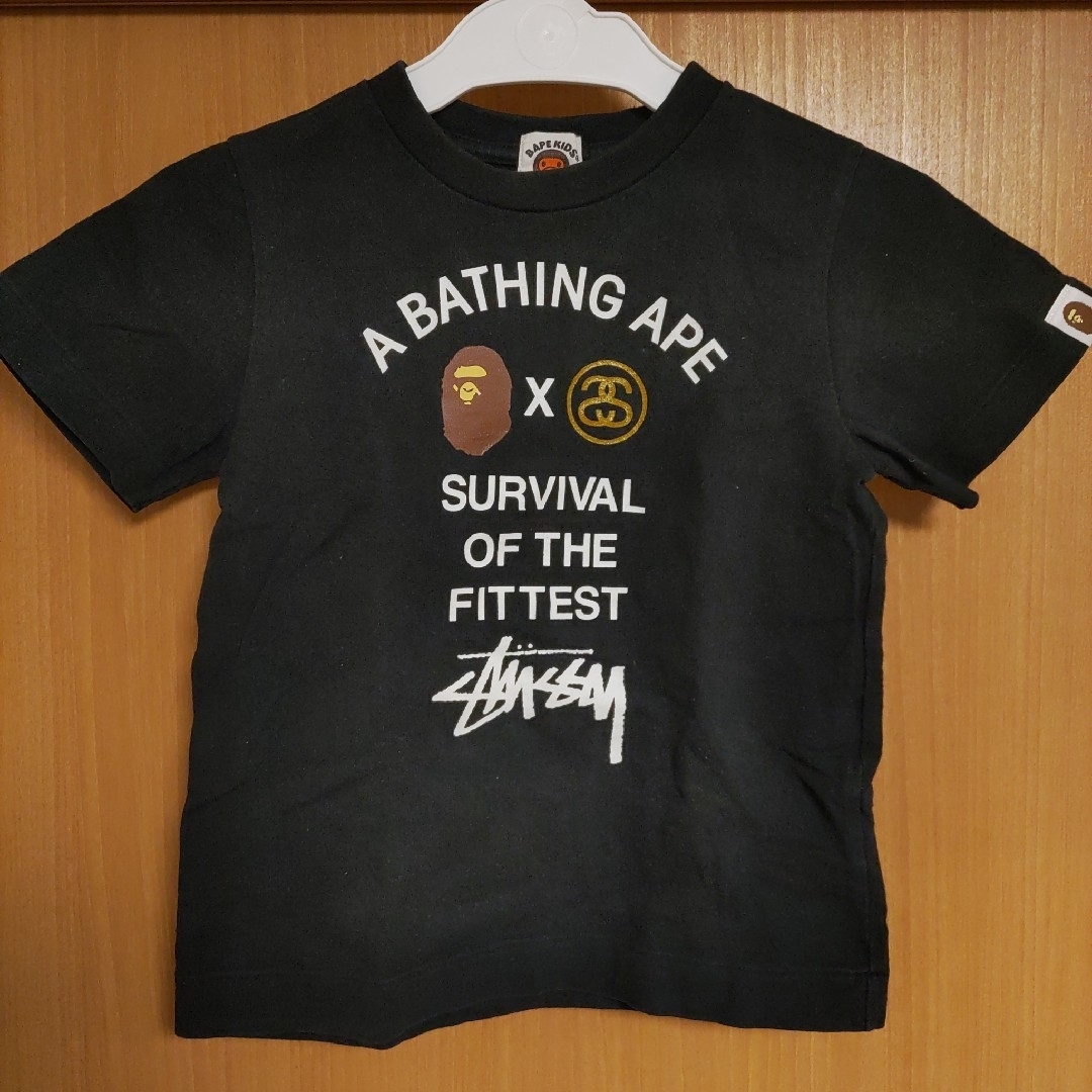 A BATHING APE - STUSSYエイプTシャツBAPEKIDS110cm黒A BATHING APEの
