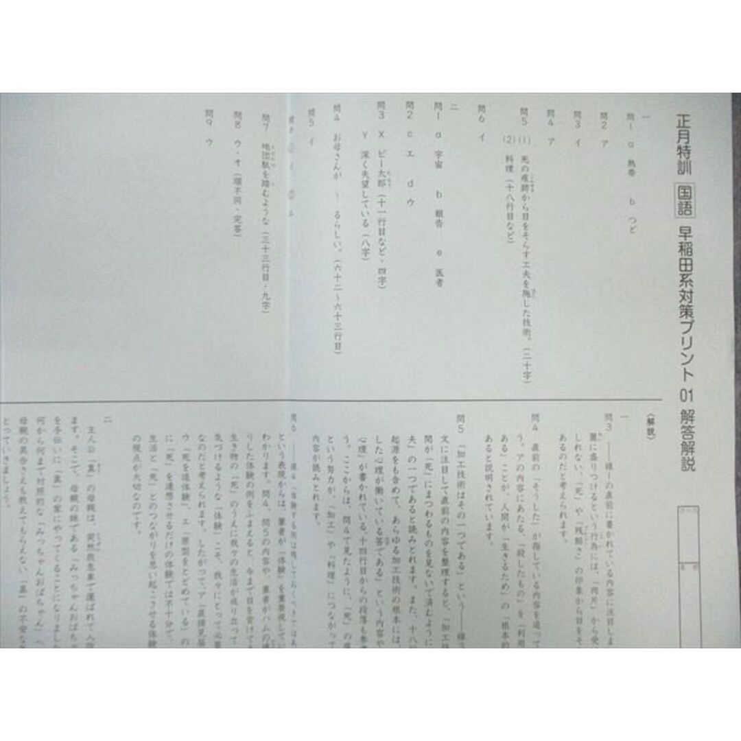 SAPIX サピックス 冬期講習/正月特訓 早稲田対策プリント 国語 【計9