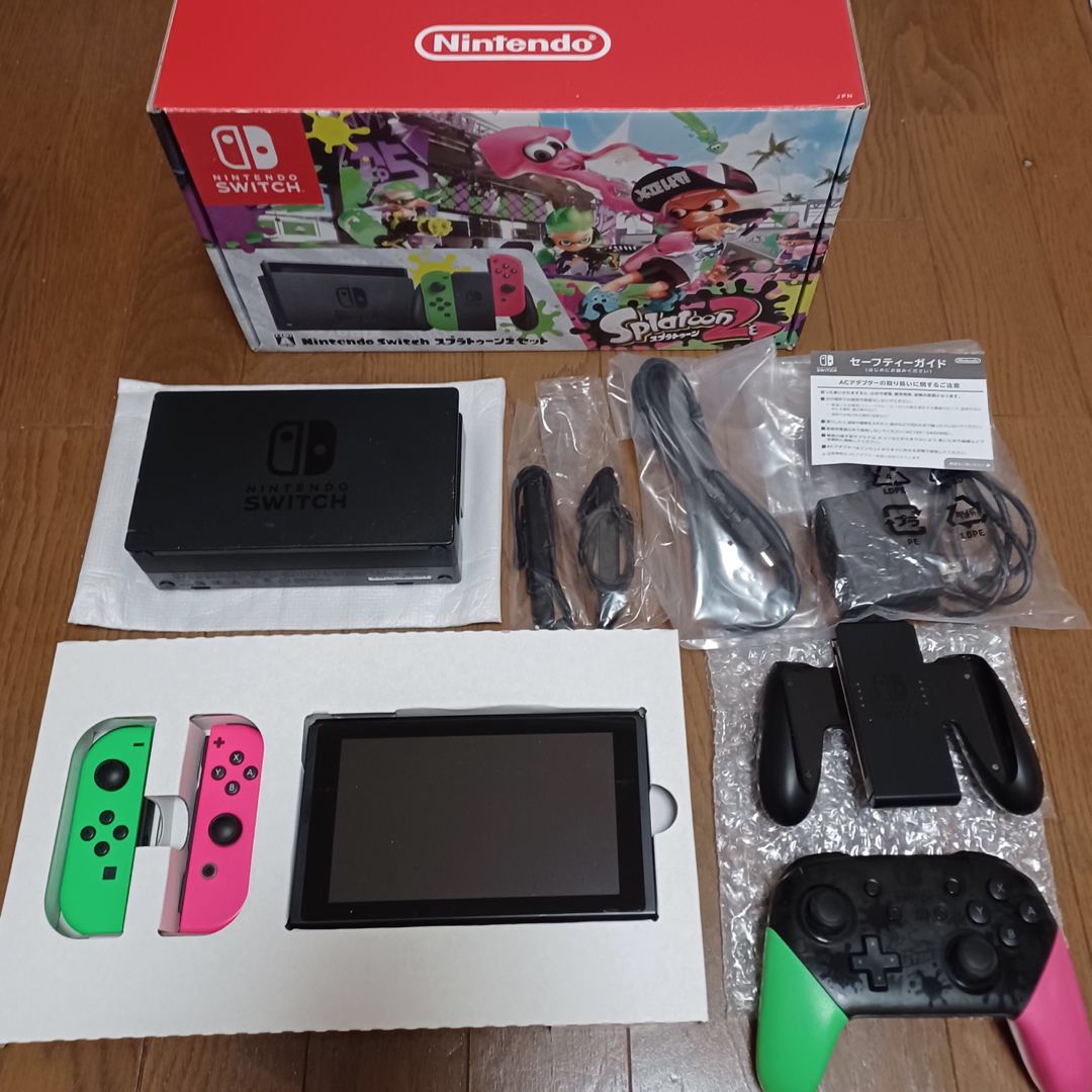 Nintendo Switch 本体 完品+スプラトゥーン2有線アダプタ Amazon.co.jp