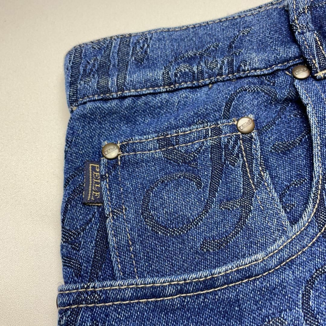 PELLE PELLE - ペレペレ総柄バギーデニムジーンズストリート刺繍y2kb系