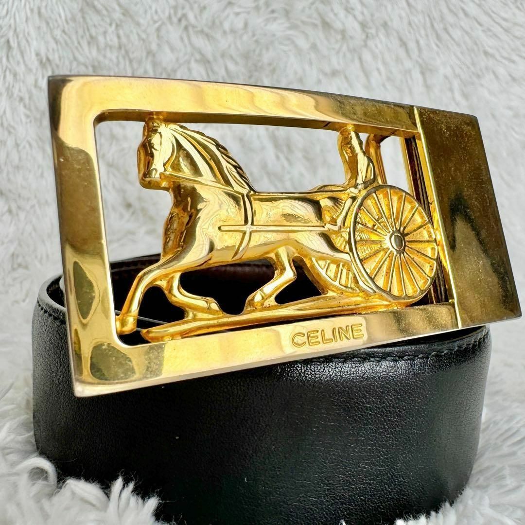 CELINE - 【美品】CELINE セリーヌ ベルト 馬車金具 ゴールド