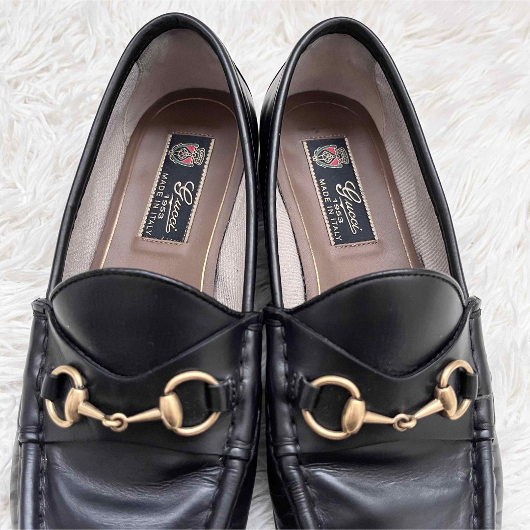 ヨルダーン GUCCI ホースビット レザーローファー 黒金 37 24.0 【公式