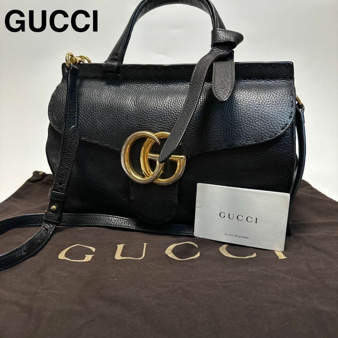 GUCCI - j85【美品】グッチ GGマーモント レザー ブラック 2way