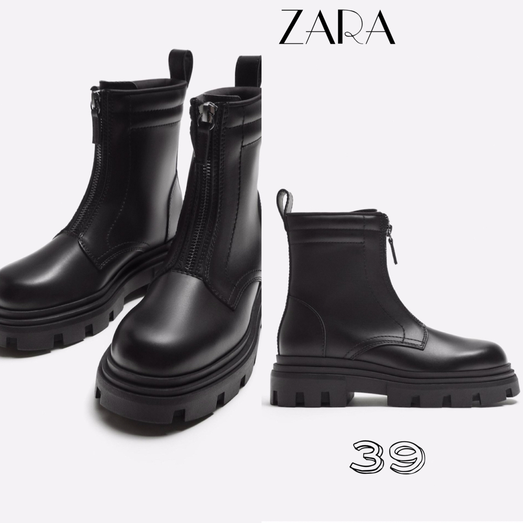 ZARA - ZARA ジッパーチャンキーソールブーツの通販 by Sofiya ｜ザラ