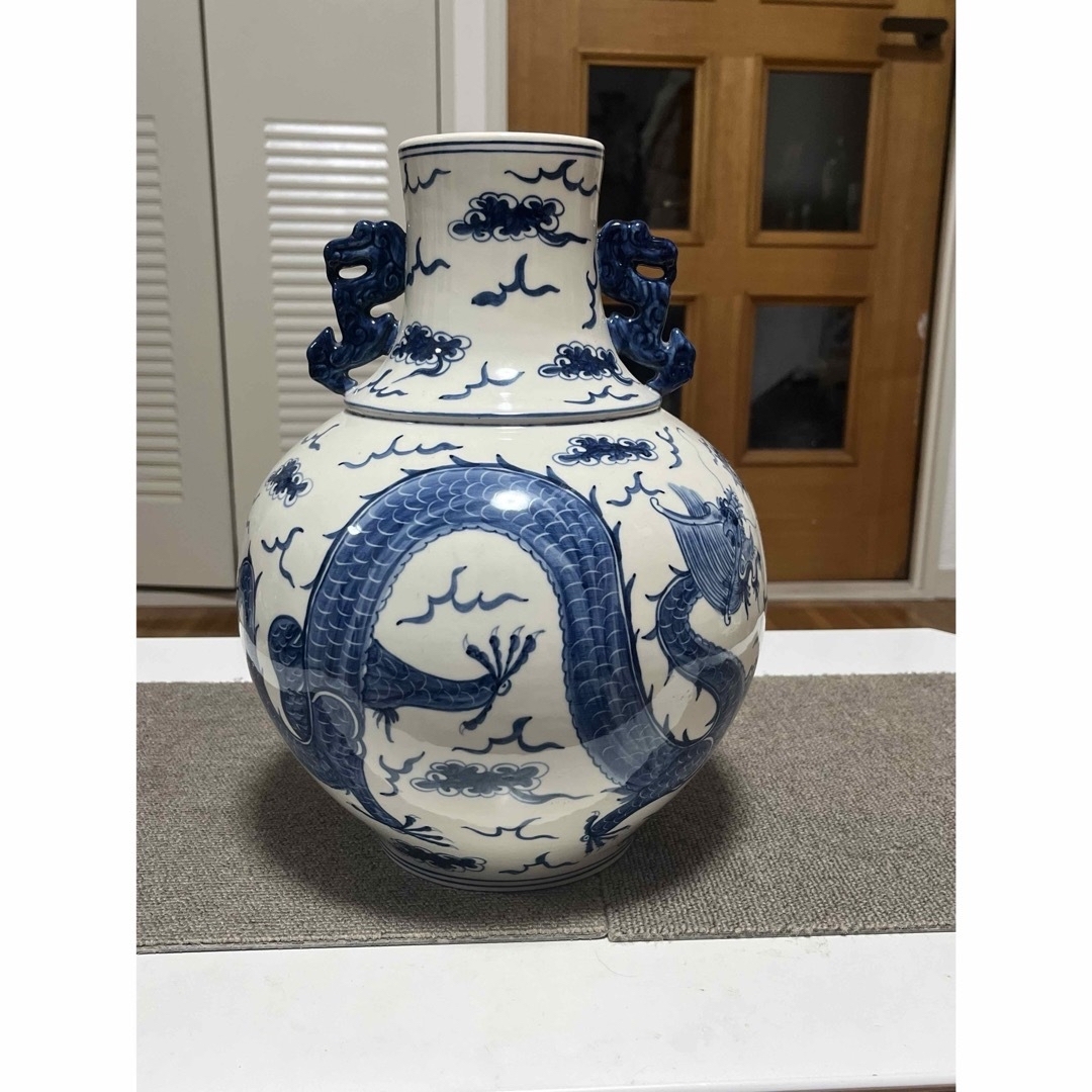 中国古美術 青花龍紋天球瓶 古玩 骨董 2024 美術品 骨董品 時代物