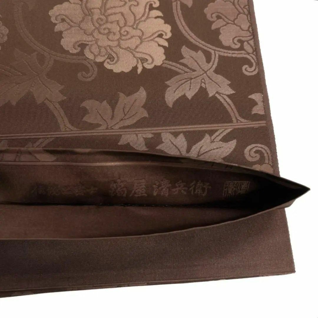 未着用 箔屋清兵衛 袋帯 全通 牡丹唐草文 ブラウン 着物 015a dの通販