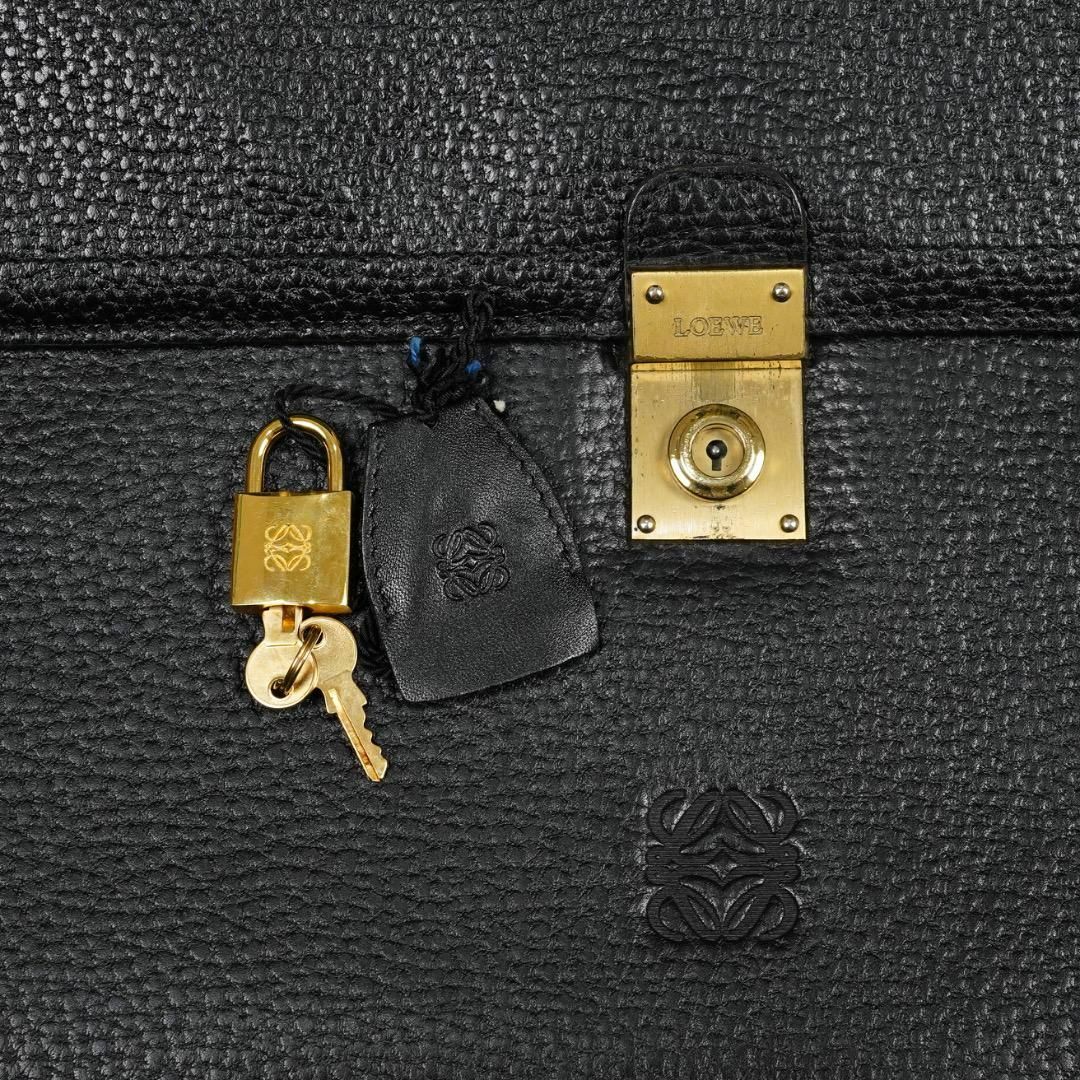 LOEWE ビジネスバッグ ブラック レザー カデナ クロシェット キーx2