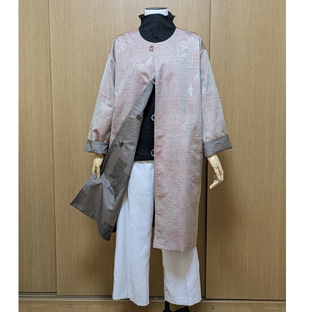 SOLD 着物リメイク リバーシブルコート 大島紬・紬 フリーサイズの通販