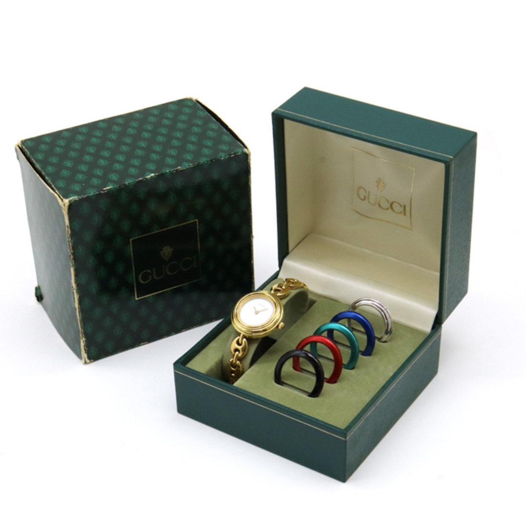 GUCCI - GUCCI グッチ チェンジベゼル ホワイト文字盤 GP ゴールド