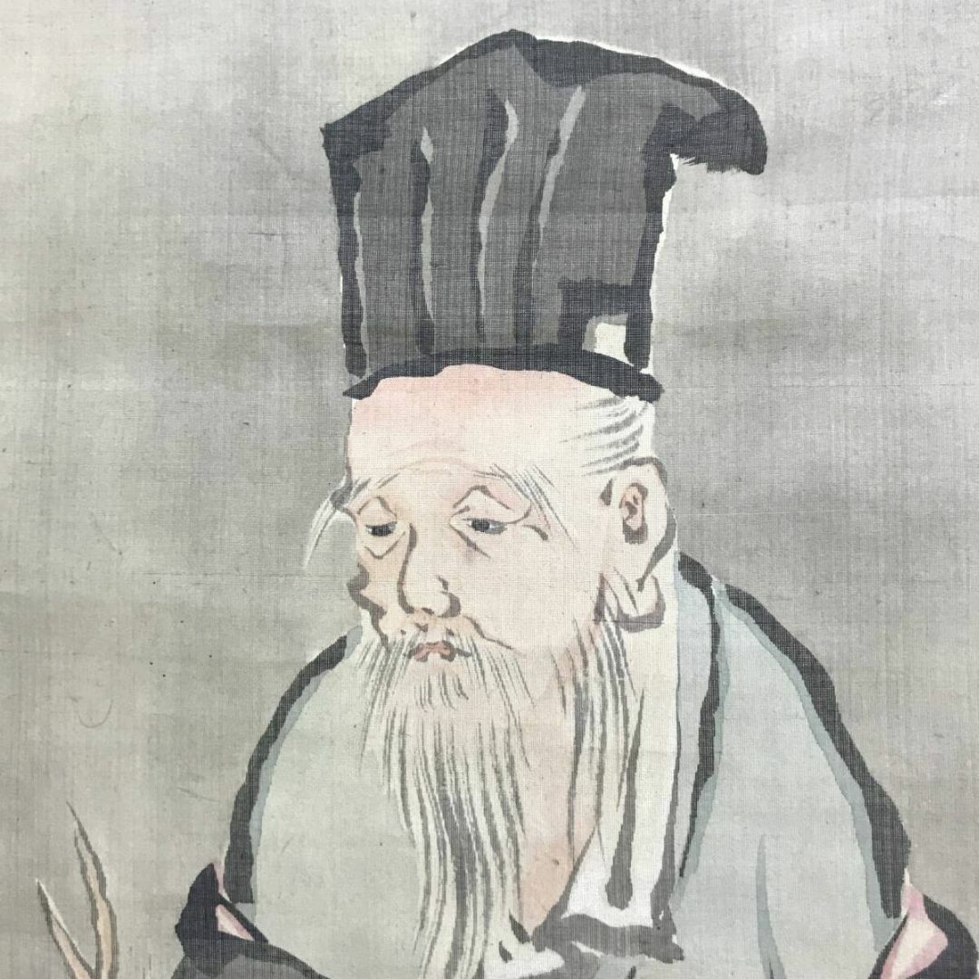 真作/狩野常信/寿老人松竹鶴図/三幅対/花鳥図/人物図/掛軸☆宝船☆AF