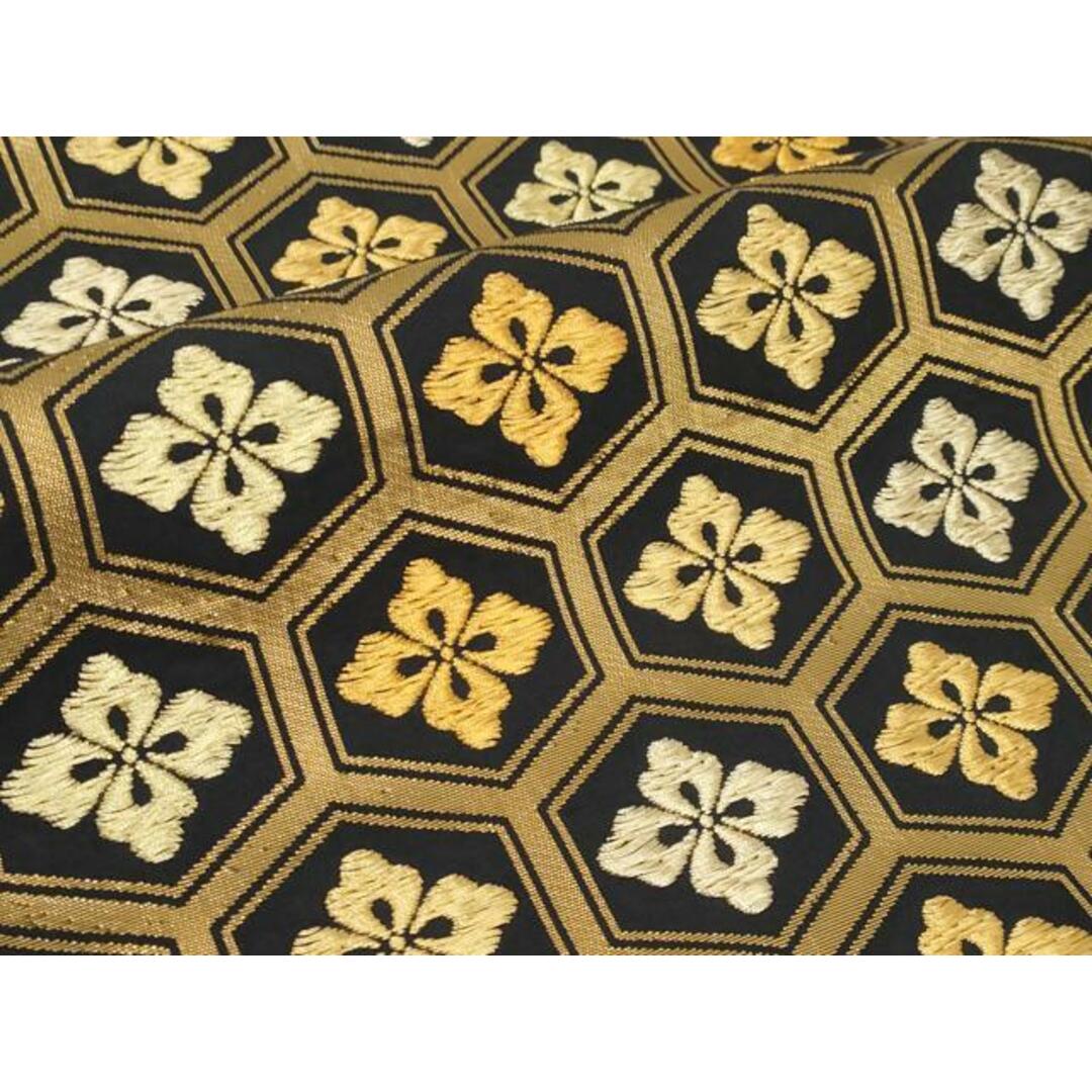 平和屋本店□希少 西陣 紫紘謹製 山口伊太郎 六通柄袋帯 亀甲花菱文錦