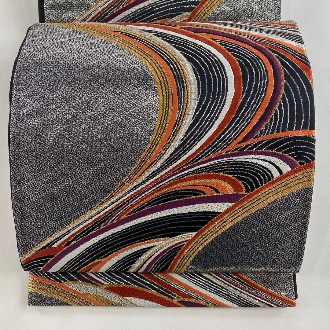 袋帯 美品 秀品 六通 正絹 袋帯 秀品 草花 鳥 金銀糸 箔