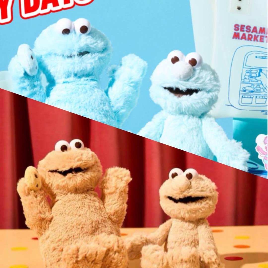 SESAME STREET - クッキーモンスター&エルモ ぬいぐるみ ベージュ