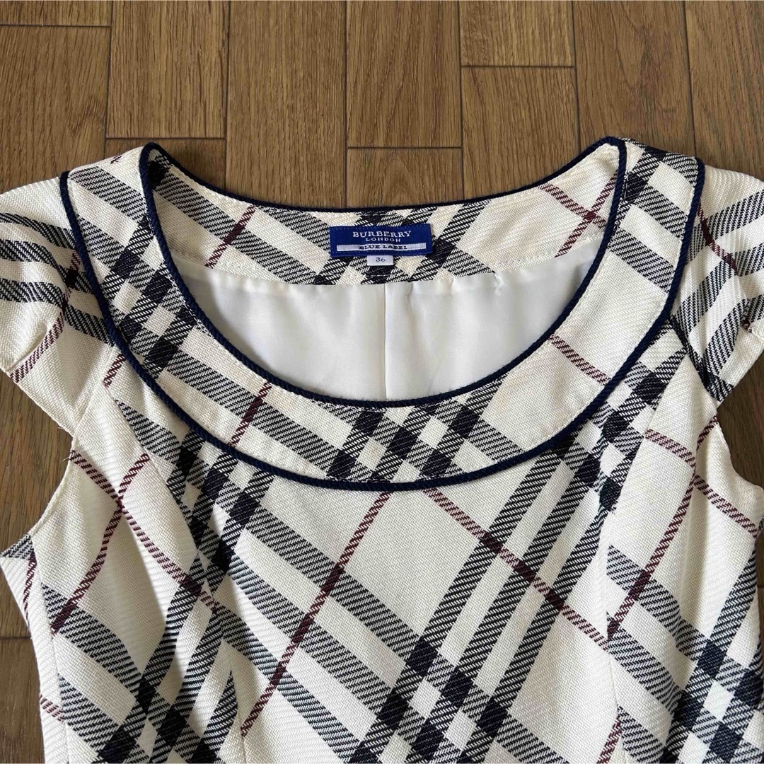 日本製】バーバリーブルーレーベル プリーツ ノースリーブワンピース