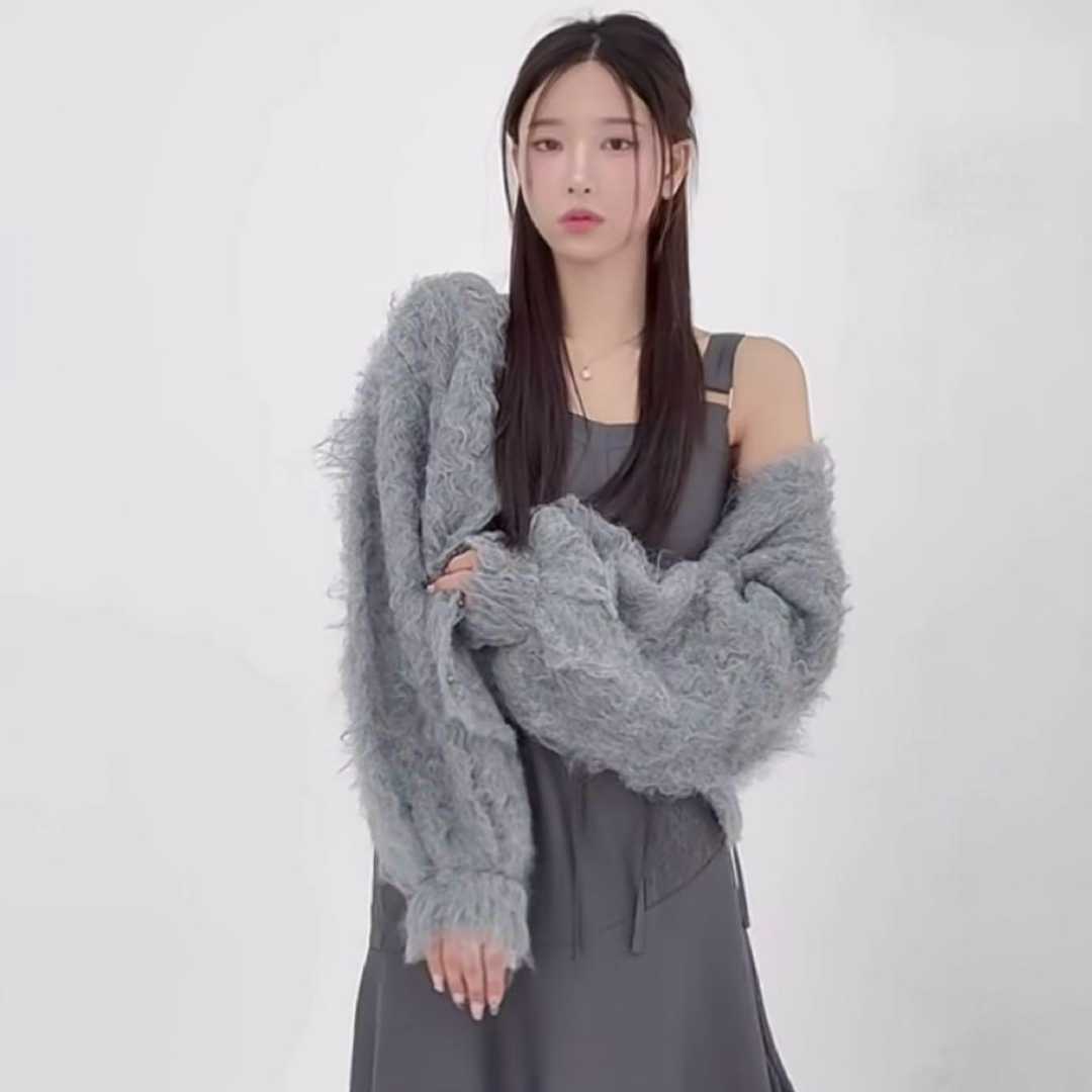 YILON イロン SHAGGY DROP CARDIGAN gray 完売品