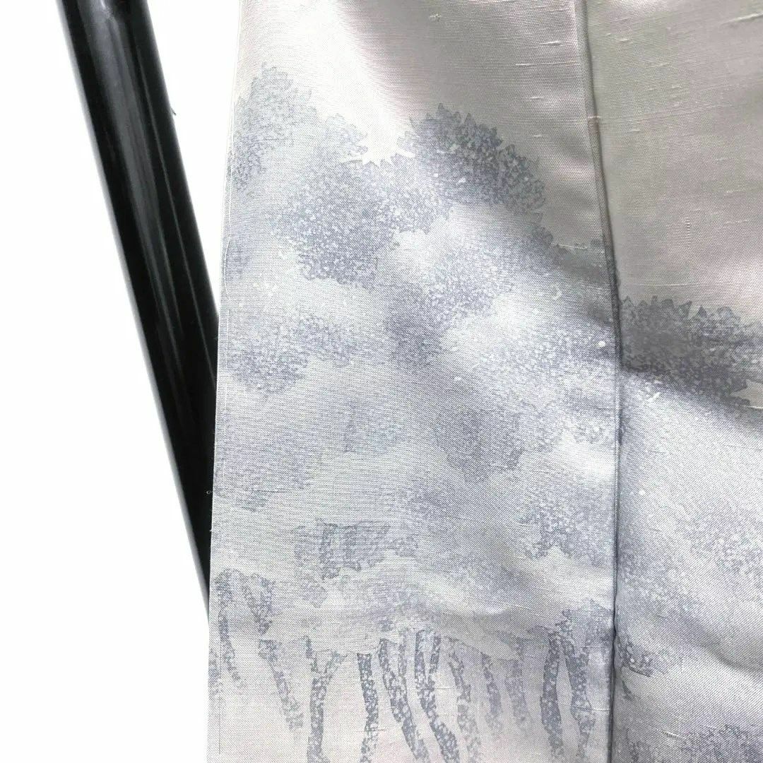 作家もの 付け下げ 牛首紬 木々文様 グレー 着物 023a dの通販 by