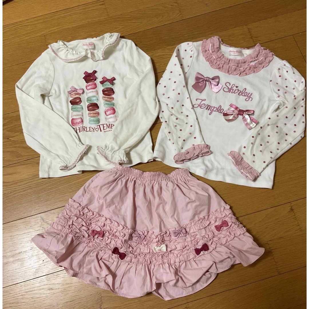 シャーリーテンプル マカロン リボンTシャツスカートセット 120 110