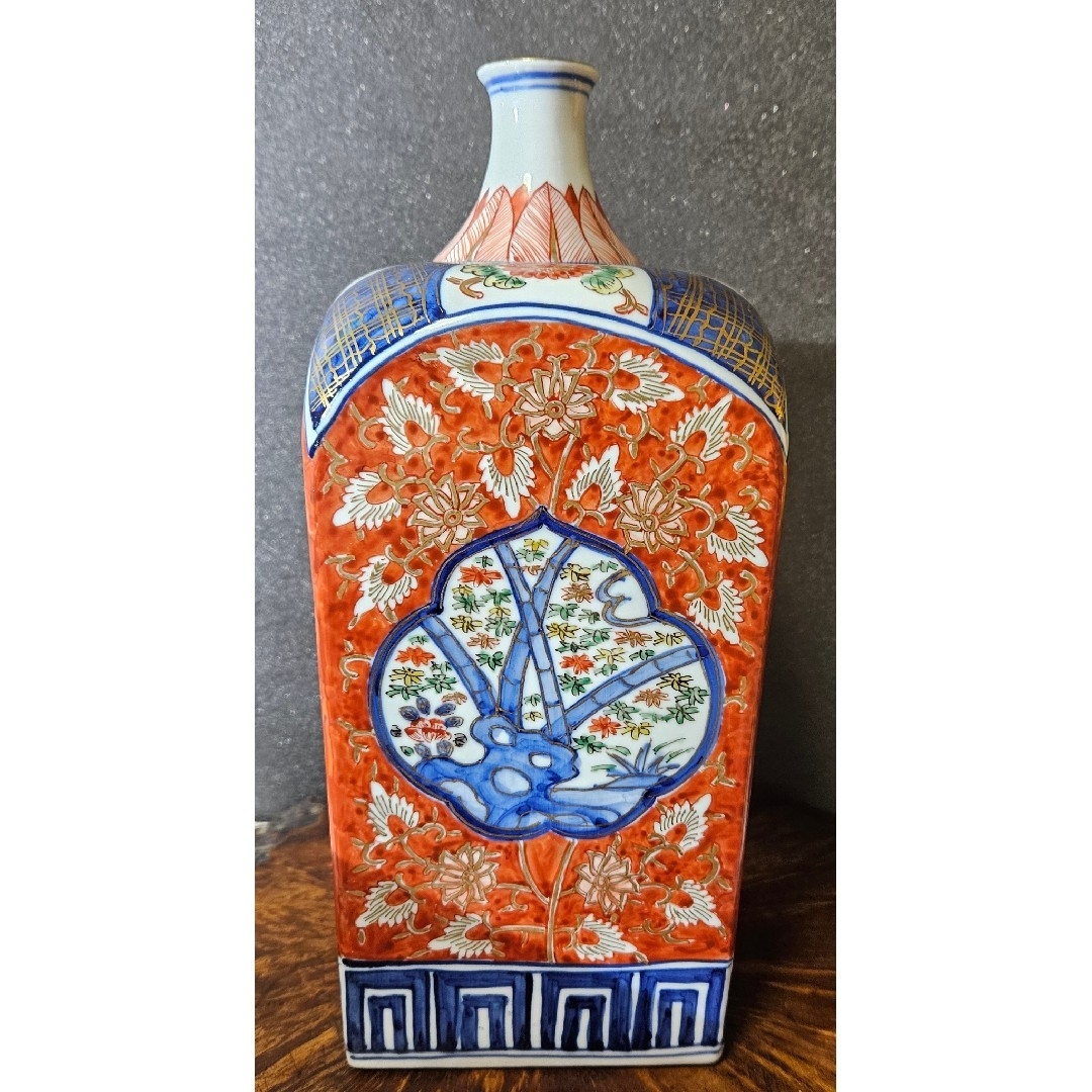 有田焼 - 有田焼 金彩色絵 古伊万里写し 四方瓶 四方徳利 花入れ