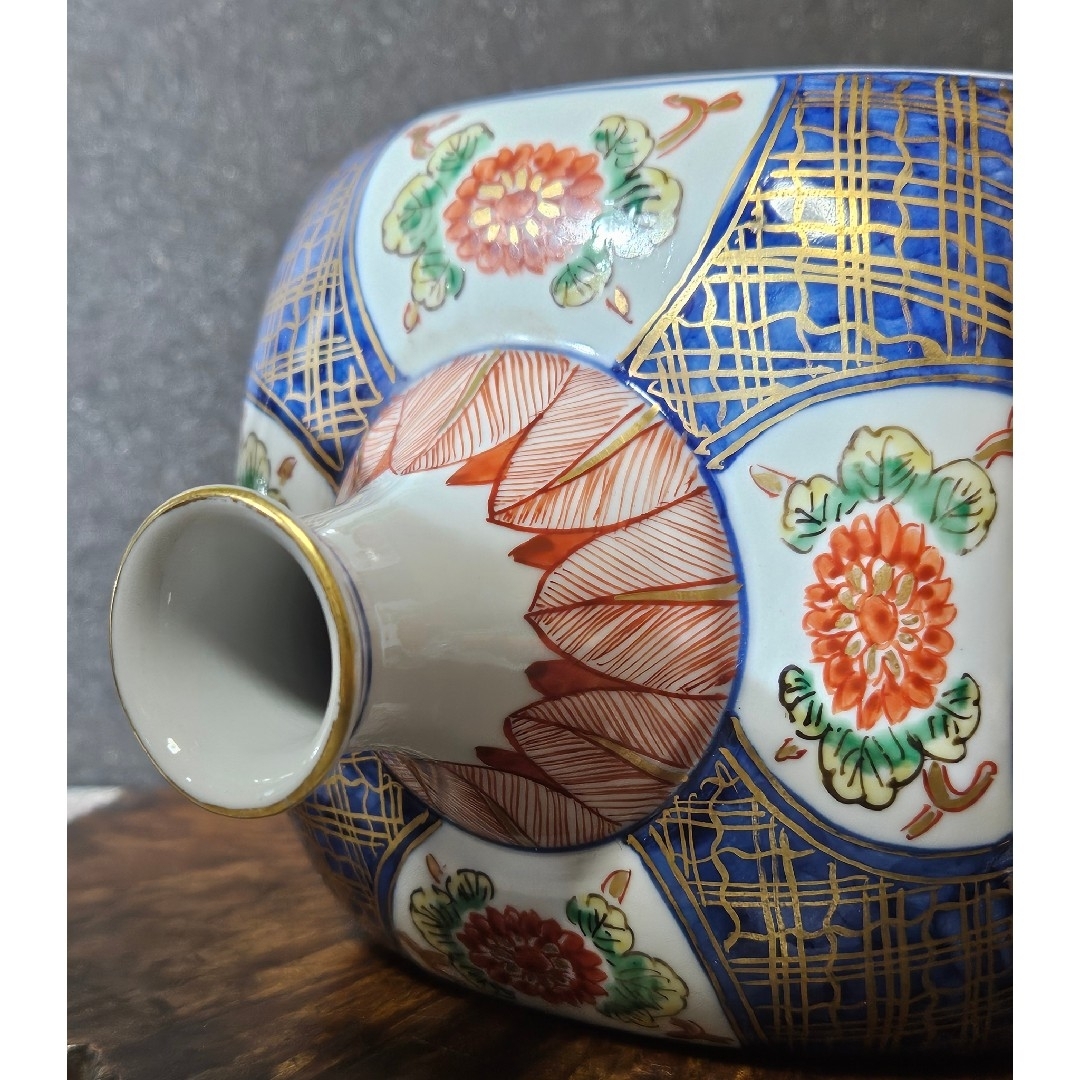 有田焼 - 有田焼 金彩色絵 古伊万里写し 四方瓶 四方徳利 花入れ