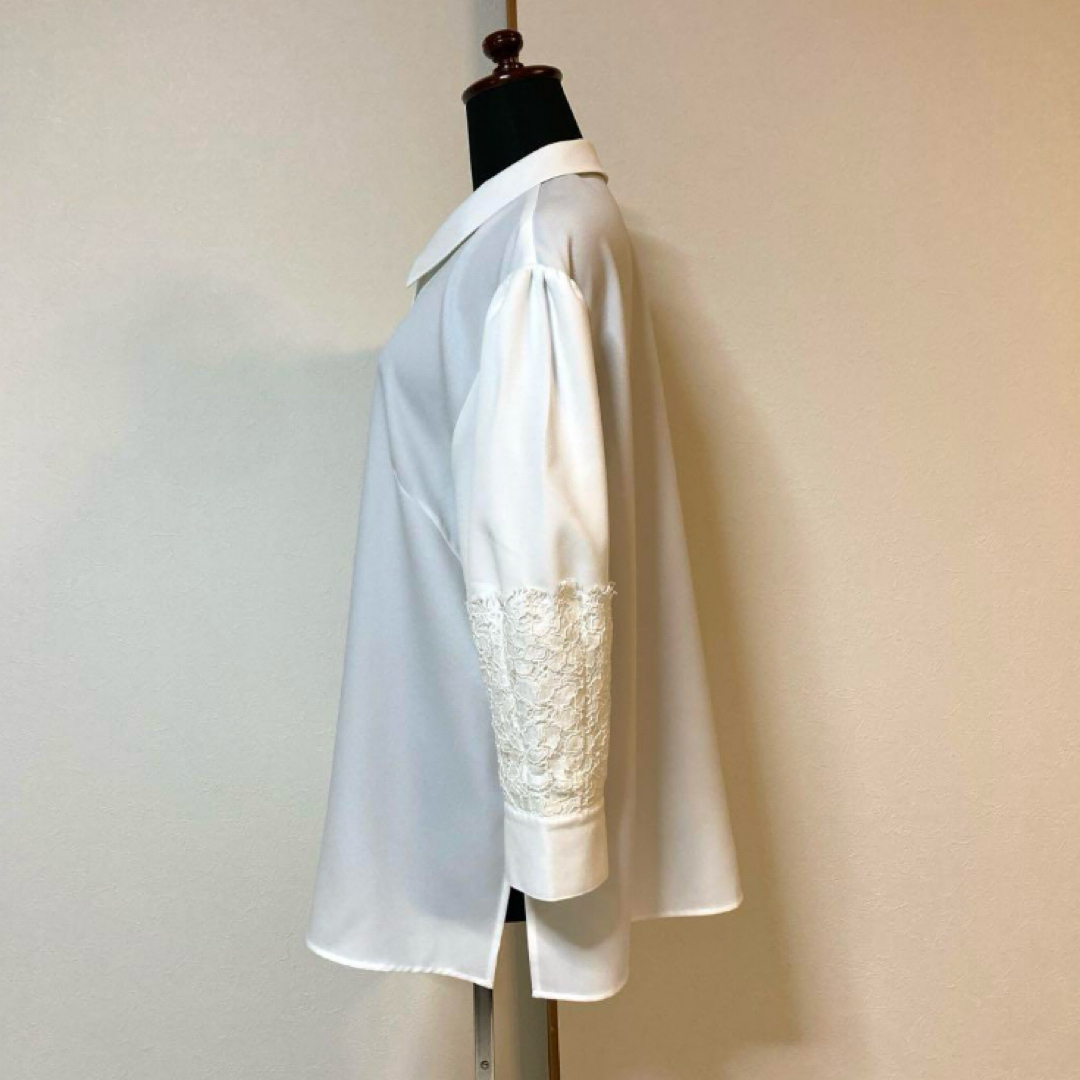 René - 美品¥66,000♡Rene レーススリーブブラウス(38 L・白)の通販