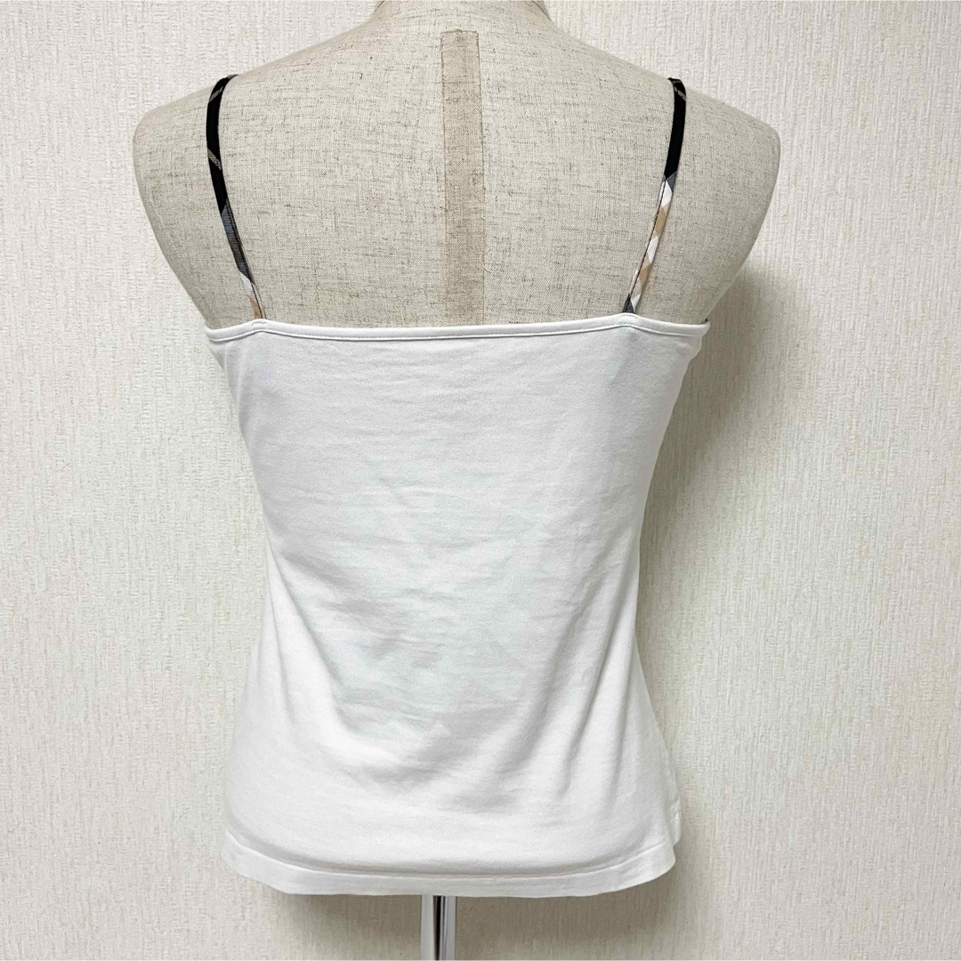 バーバリーブルーレーベル ホワイト チェック柄ストラップ キャミソール