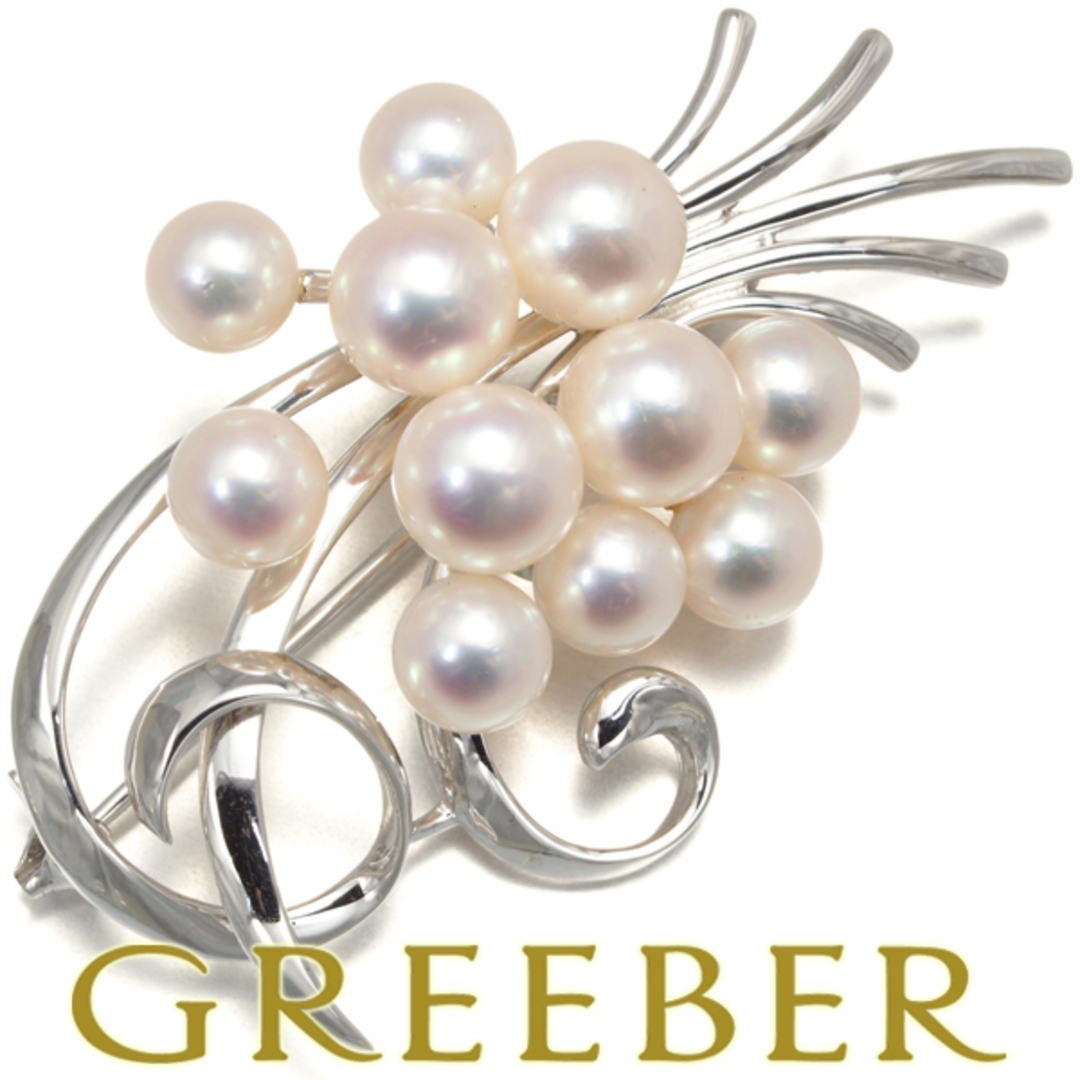 MIKIMOTO - ミキモト ブローチ パール アコヤ真珠 6.0-7.5mm K14WG