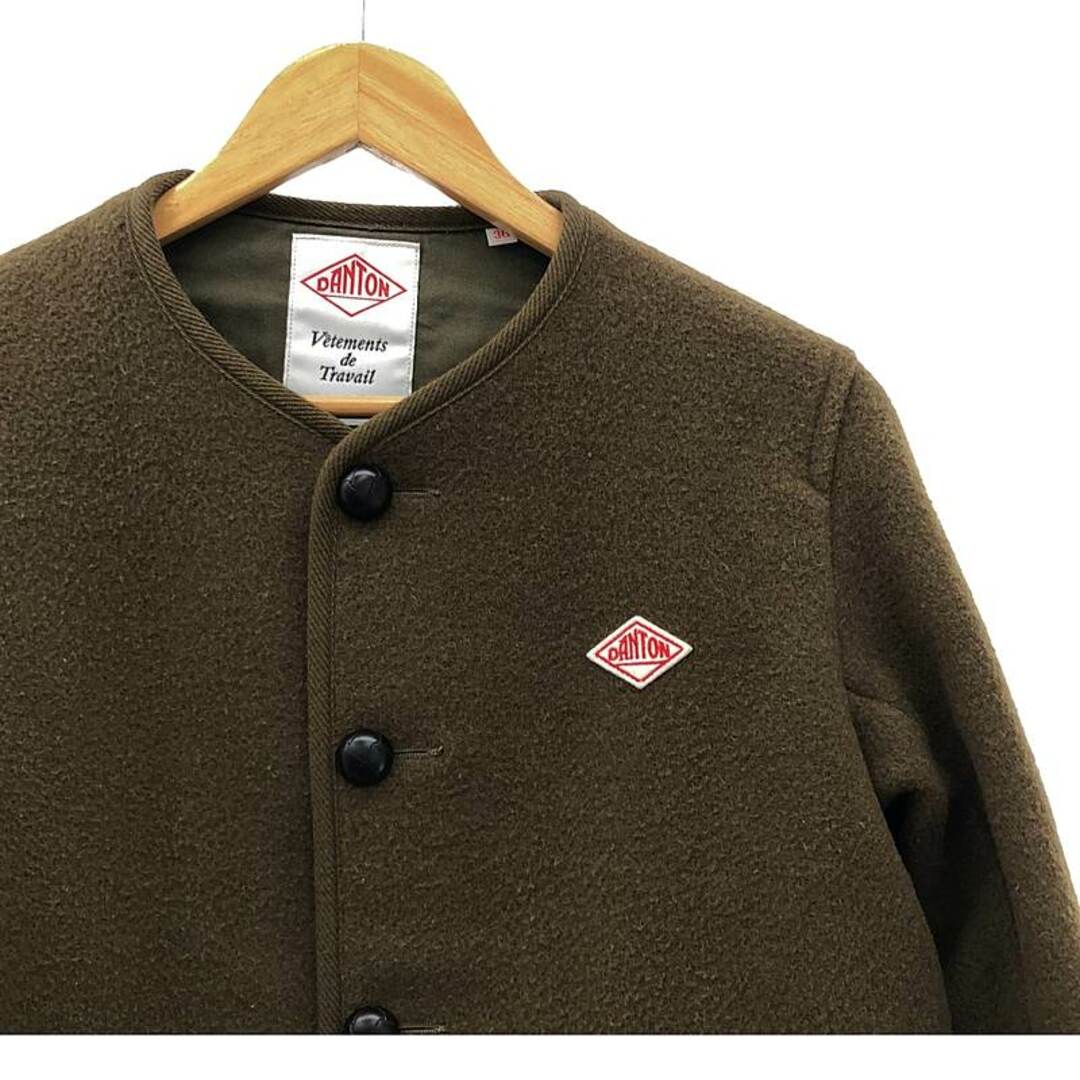 DANTON ダントン ノーカラージャケット くるみボタン 赤 S - DANTON