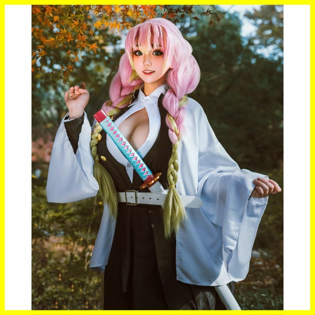 色:甘露寺蜜璃ウィッグ付き_サイズ:L】神併良品 鬼殺隊 コスプレ