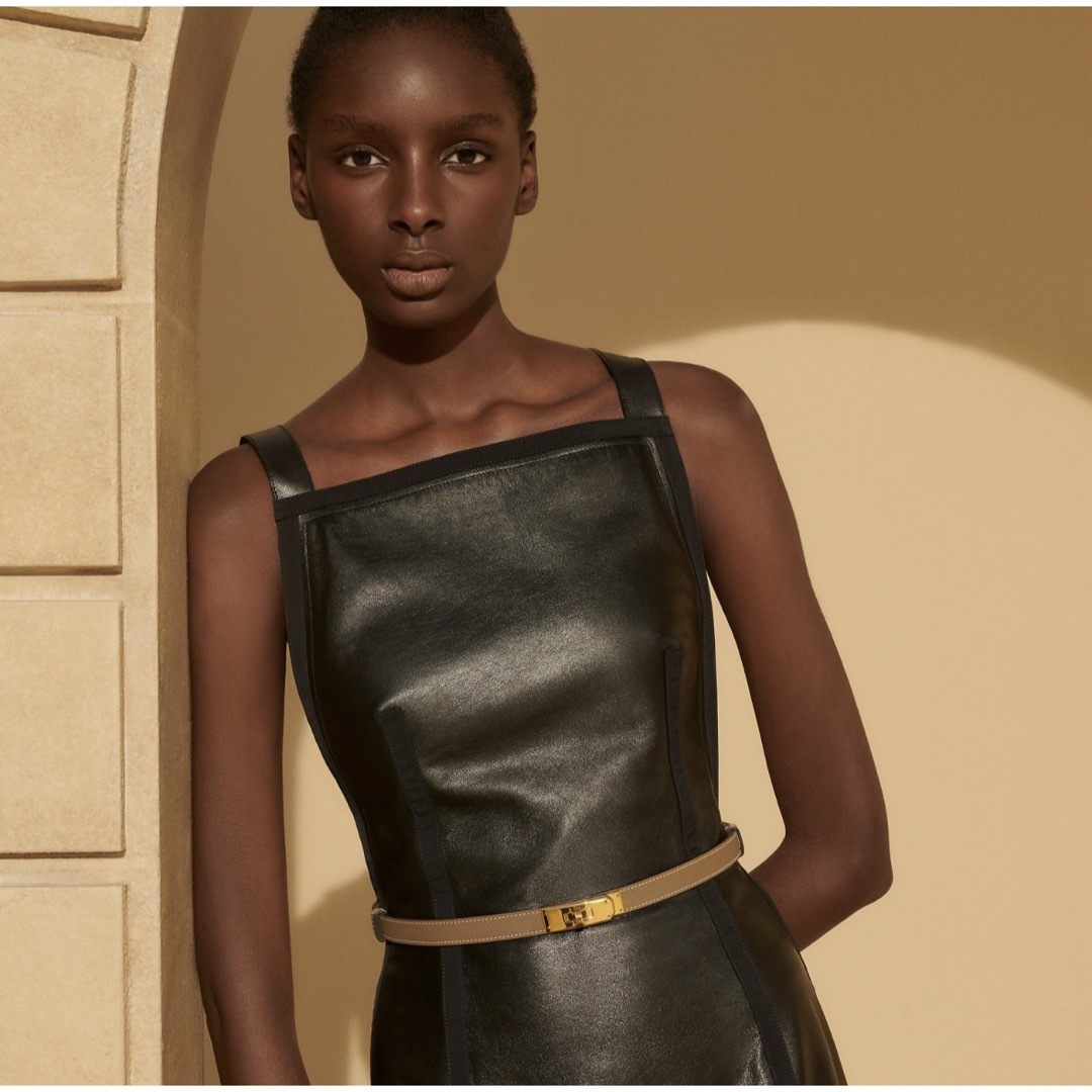 HERMES - HERMES エルメス ベルト《ケリー》18 黒 ピンクゴールド金具